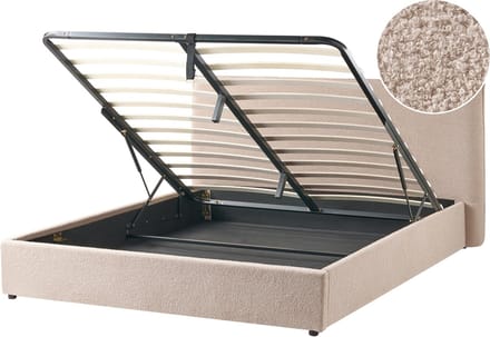LAVAUR - Bed met opbergruimte - Taupe - 160 x 200 cm - Bouclé