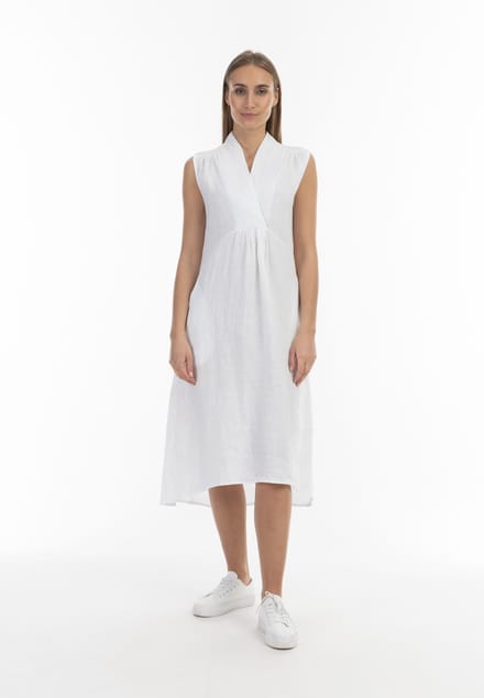 RISA Linnen midi-jurk Dames wit