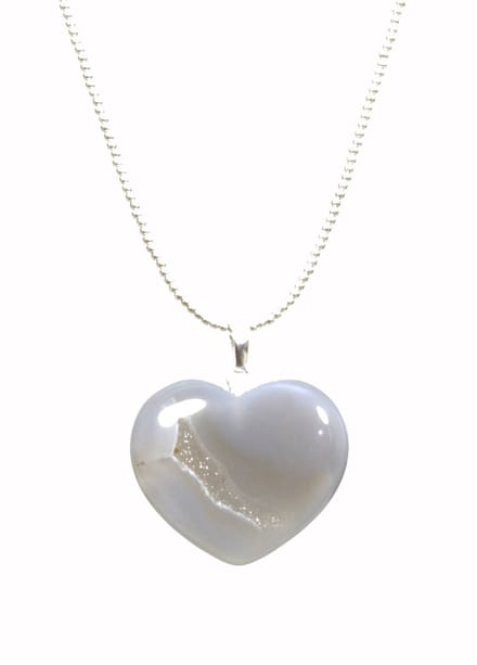 Heaven Eleven - zilver hart van grijs agaath