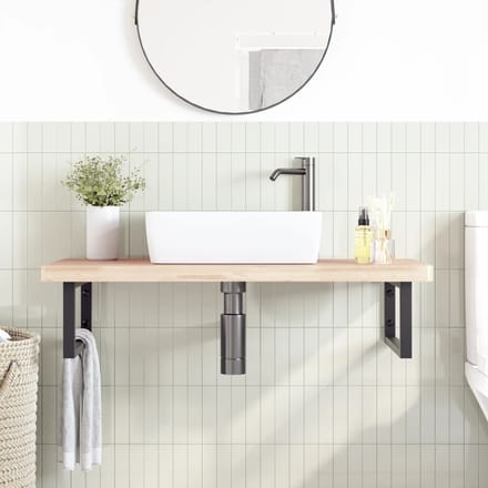 vidaXL - Badkamer - wandschap - staal - en - massief - beukenhout