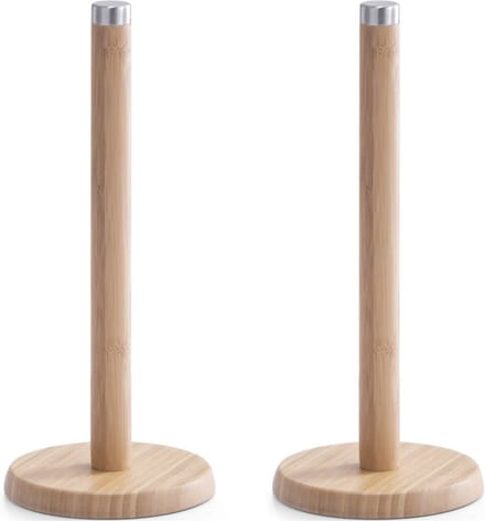 2x Bamboe houten keukenrolhouders rond 14 x 32 cm