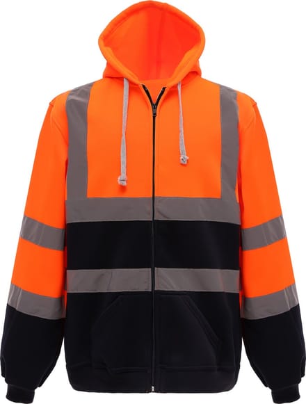 Yoko Full Zip Hooded Sweatshirt YHVK07 - Orange / Navy - M