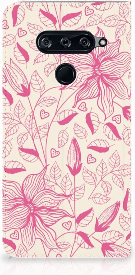 LG V40 Thinq Smart Cover Pink Flowers