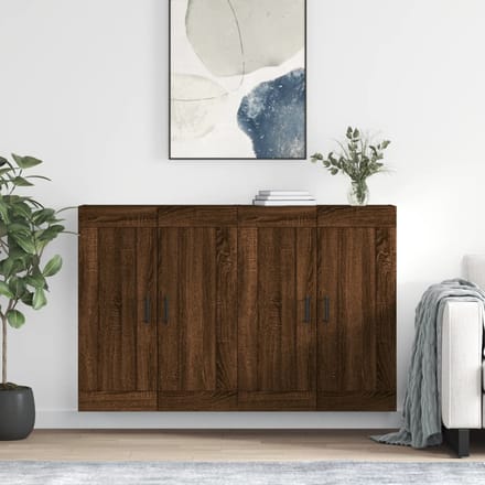 vidaXL - Hangkasten - 2 - st - bewerkt - hout - bruin - eikenkleur