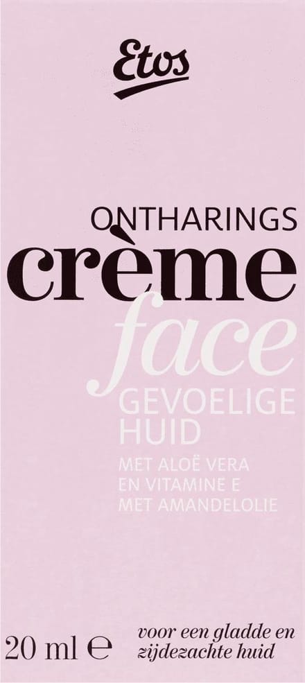 Etos Ontharingscrème Face - Gevoelige huid - Aloë Vera, Vitamine E & Amandelolie