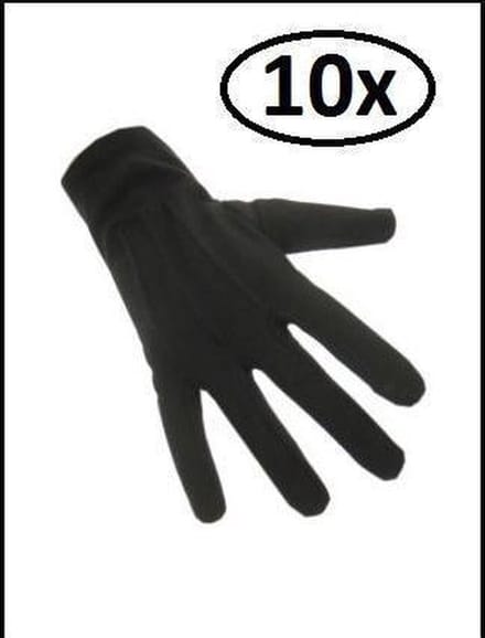10x Handschoenen katoen kort zwart luxe