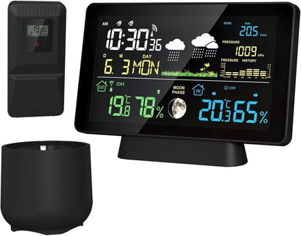 Weerstation - Weerstation Buiten - Weersvoorspelling - Groot kleurendisplay - 100 meter bereik - Wit