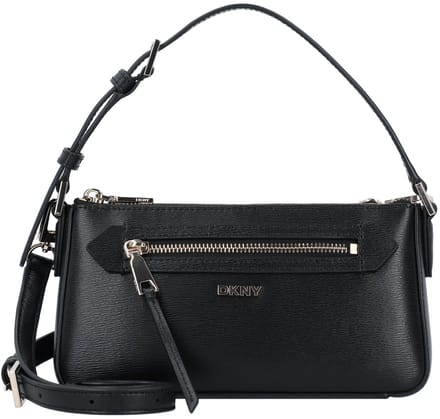 DKNY Leren Handtas Schoudertas Bryant Shoulder Bag Blk / Gold Zwart