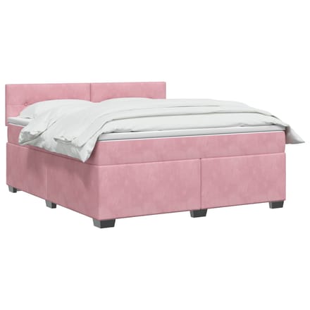 vidaXL - Boxspringbed - met - matras - Roze - 140 - x - 200 - cm - Fluweel