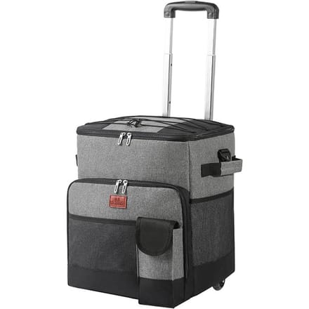 Draagbare koeltas Camping Thermische isolatie Opslagorganisator Waterdicht en lekvrij Houd warm en With Pull Rod grijs
