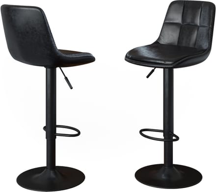 Vicco Barkrukken set van 2 Sena, Zwart, 38.5 x 86 cm