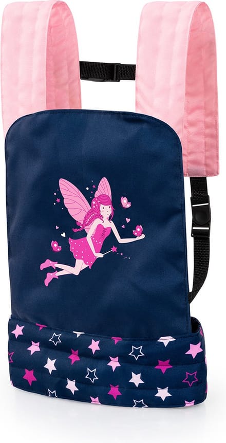 Bayer Design - Poppendrager EasyCarry, verstelbare bandjes, voor en achter draagbaar, blauw, roze, fee