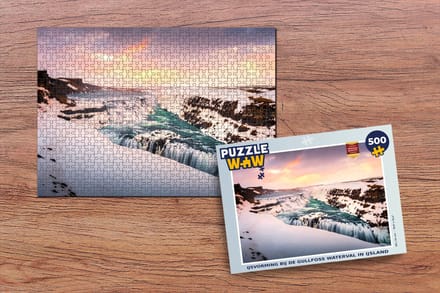Puzzel Ijsvorming bij de Gullfoss waterval in IJsland - Legpuzzel - Puzzel 500 stukjes
