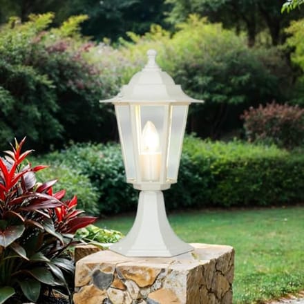Sokkellamp Tuinverlichting Aluminium Glas Wit 40 cm Hoog IP44