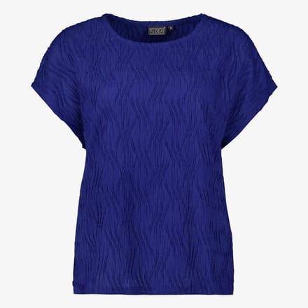 TwoDay dames T-shirt met structuur blauw - Maat S