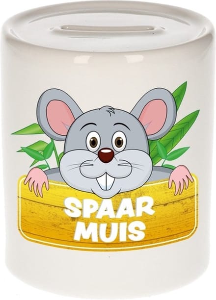 Kinder spaarpot met spaar muis opdruk - keramiek - muis spaarpotten