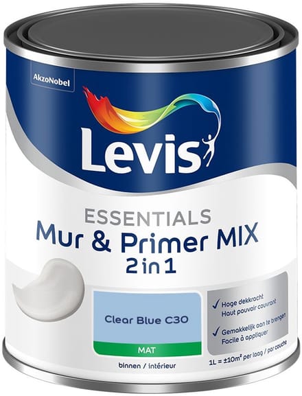 Levis - Essentials Mur & Primer Mix - Clear Blue C30 - Mengverf - 1 L