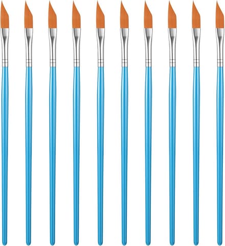 Set van 10 Hoekpenseel voor Acryl en Waterverf Lange Handvat