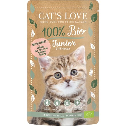6x100g Cat's Love Organic Junior Gevogelte Kattenvoer Nat
