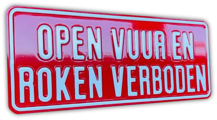 Open vuur en roken verboden - Aluminium Geperst - Nostalgisch - Bord 36x15 cm