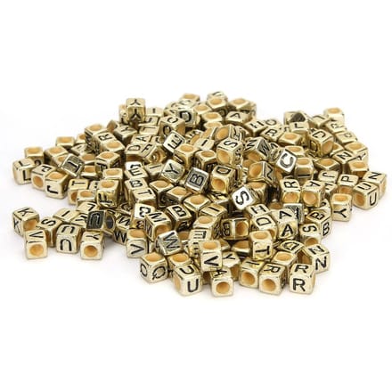 500 stuks Acrylkralen Vierkant DIY Handgemaakte Kralen Accessoires Engels Alfabet 6mm(Zilver ) goud