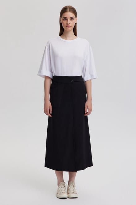 Touché Privé - Double-breasted crêpe rok - Zwart - Dames