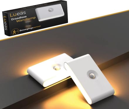 Lueas® Compacte Sensorlamp draadloos – USB-oplaadbaar – Nachtlamp Met Bewegingssensor – LED – Wandlamp