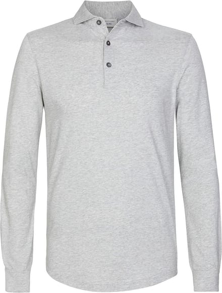 Profuomo Longsleeve Polo Grijs Melange - Maat S - Heren