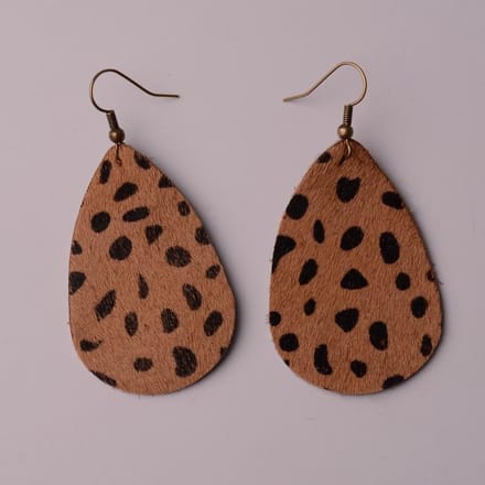 Jomide Leopard oorhangers handgemaakt - Leer
