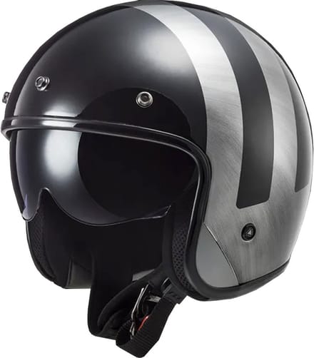 LS2 OF601 Bob II Lines Zwart Jeans 06 Jethelm - Maat S - Helm
