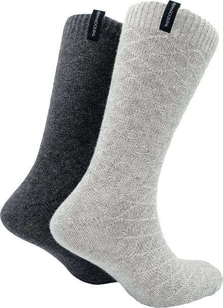 The Sockmaker sokken heren 41-46 - 2-pack Wool Boot - duurzaam - Argyle - Light Grey and Dark Grey