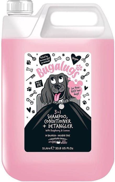 Bugalugs 3 in 1 Dog Shampoo Conditioner & Detangler 5 Ltr