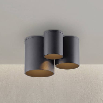 PURE LED badkamer plafondlamp Point, zwart, lengte 18 cm, 3-lamps.