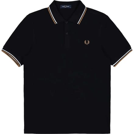 Fred Perry Twin tipped polo - black ecru dark caramel