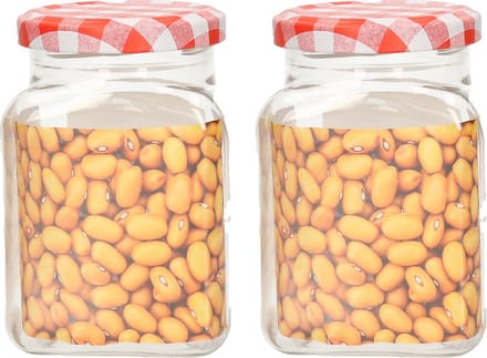 Plasticforte Weckpot/inmaakpot Classic - 2x - 400ml - kunststof - draaideksel - rood - D7 x H11 cm