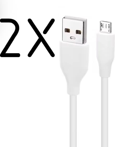 2 Stuks WAEYZ - Mobiele telefoon Kabel USB-naar Micro-USB kabel 1 meter universeel Micro-USB Kabel - Wit