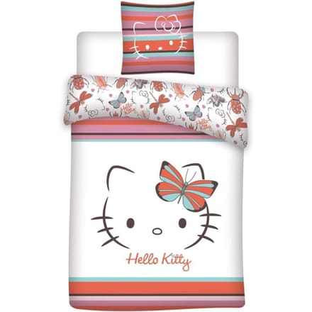 Hello Kitty Dekbedovertrek Vlinder - 140 x 200 cm / 65 x 65 cm - Polykatoen
