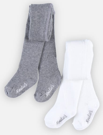 Noukie's - Broekkousen- 2 Pack collant's - Creme en grisjt - 16 / 3 maand