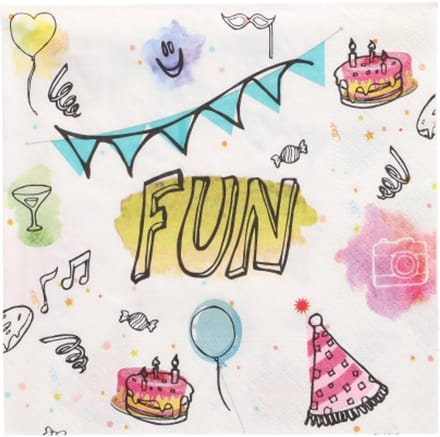 10x 20 Servetten 3-laags 1/4 vouw 33 cm x 33 cm Fun