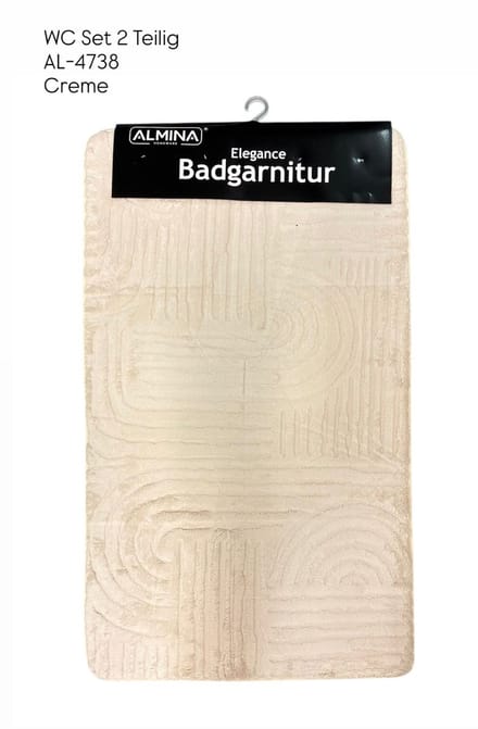 Almina WC Set 2-Delig – Badgarnitur – 60×100 cm + 60×50 cm – Luxe Badmat & Toiletmat – Crème