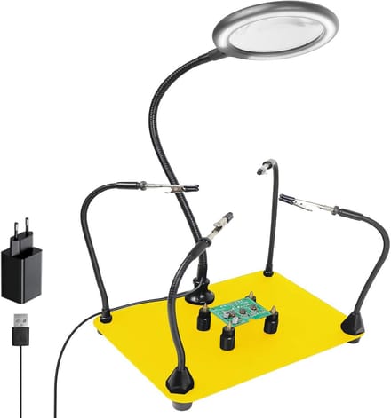 Magnetische hulp hand met 3 LED loeplampen en flexibele armen voor elektronisch reparatiegereedschap
