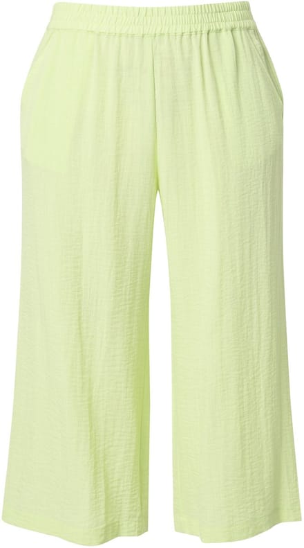 Ulla Popken - Dames - Culotte kuitlang wijde pijpen elastische tailleband - Limoengroen - Maat 64