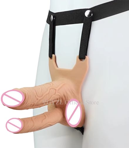 Dubbele Voorbind Dildo vibrator - Holle strap on - Verstelbaar - Harnas - Unisex