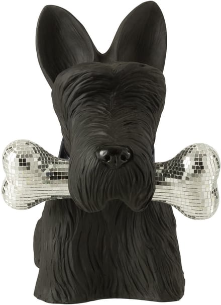 J-Line decoratie Schotse Terrier + Bot - polyresin - zwart