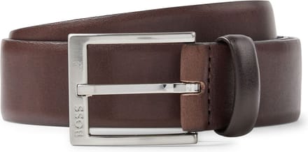 BOSS Leren Riem Erron Sz35 Leather Belt W120 Dark Brown Donkerbruin