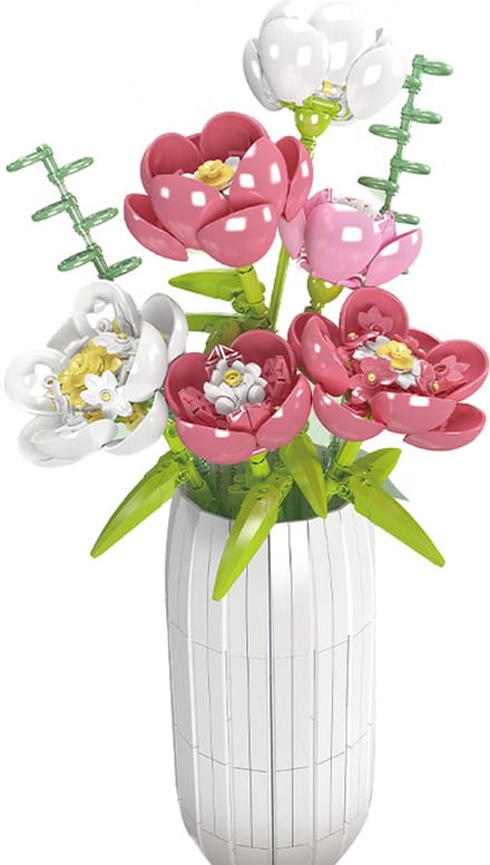 DW4Trading Bloemenboeket Bouwset Pioenen - 866 Stukjes