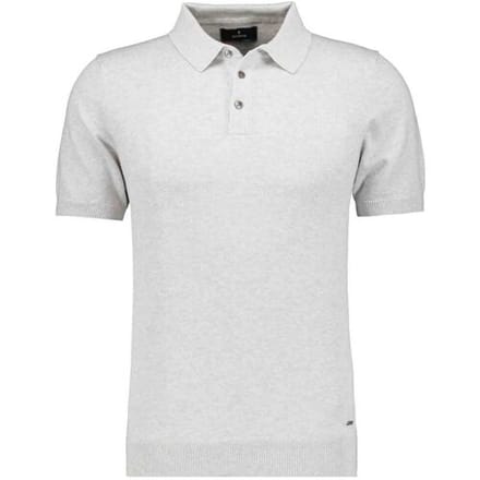Ragman Trui Melange Cotton Knit Short Sleeve Polo Collar Silver / male