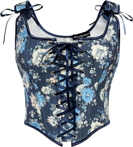 Dames Renaissance Corset Top met Bloemenprint en Veterdetails