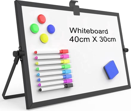 BOTC Magnetisch Whiteboard - Met standaard - 40x30CM - Inclusief Markers, Magneten en Wisser - Wit