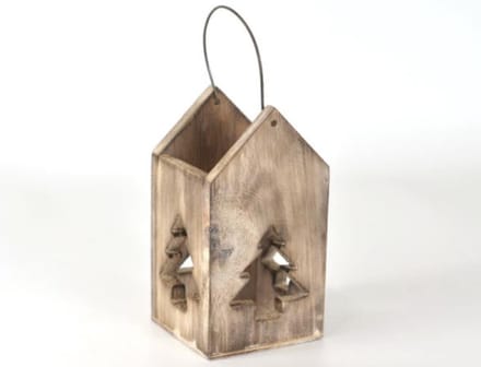 Deco Kerst | Waxinehouder + glas | Huisje met kerstboom